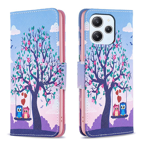 Funda de Cuero Cartera con Soporte Patron de Moda Carcasa B03F para Xiaomi Redmi 12 4G Purpura Claro