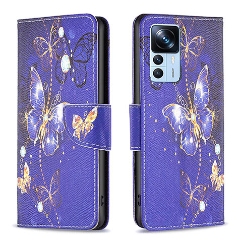 Funda de Cuero Cartera con Soporte Patron de Moda Carcasa B03F para Xiaomi Redmi K50 Ultra 5G Azul Real