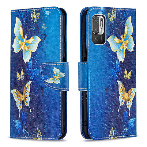 Funda de Cuero Cartera con Soporte Patron de Moda Carcasa B03F para Xiaomi Redmi Note 10 5G Azul Cielo