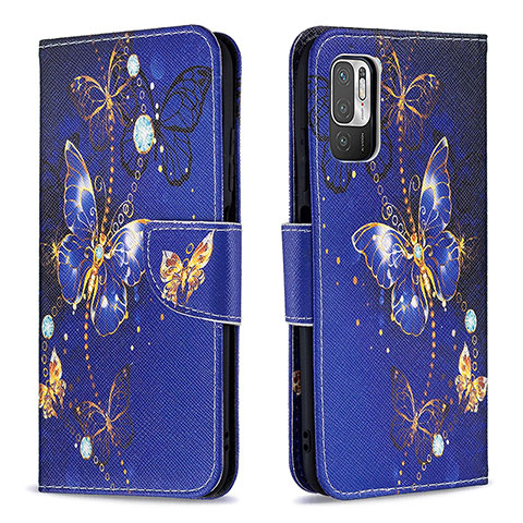 Funda de Cuero Cartera con Soporte Patron de Moda Carcasa B03F para Xiaomi Redmi Note 10T 5G Azul Real