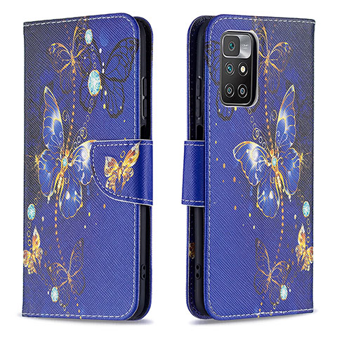 Funda de Cuero Cartera con Soporte Patron de Moda Carcasa B03F para Xiaomi Redmi Note 11 4G (2021) Azul Real