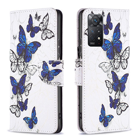 Funda de Cuero Cartera con Soporte Patron de Moda Carcasa B03F para Xiaomi Redmi Note 11 Pro 4G Azul