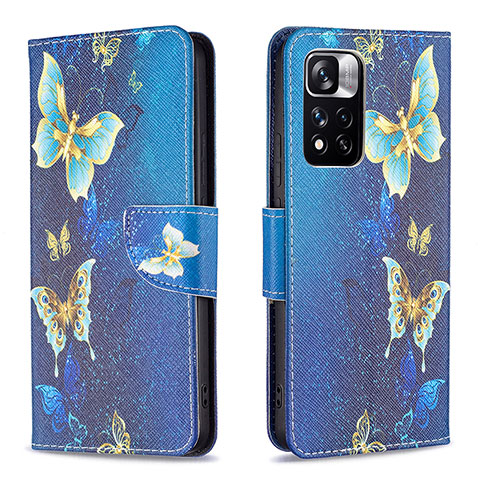 Funda de Cuero Cartera con Soporte Patron de Moda Carcasa B03F para Xiaomi Redmi Note 11 Pro+ Plus 5G Azul Cielo