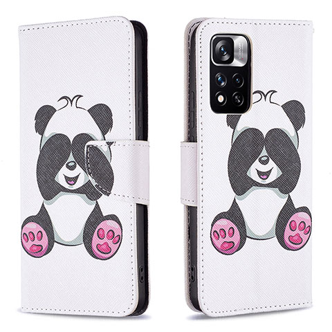 Funda de Cuero Cartera con Soporte Patron de Moda Carcasa B03F para Xiaomi Redmi Note 11 Pro+ Plus 5G Blanco