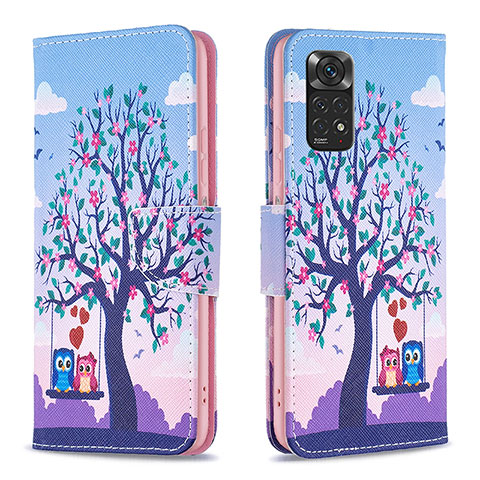 Funda de Cuero Cartera con Soporte Patron de Moda Carcasa B03F para Xiaomi Redmi Note 11S 4G Purpura Claro