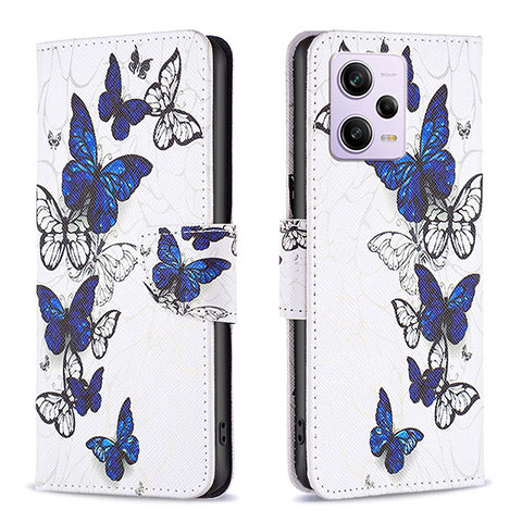 Funda de Cuero Cartera con Soporte Patron de Moda Carcasa B03F para Xiaomi Redmi Note 12 Explorer Azul