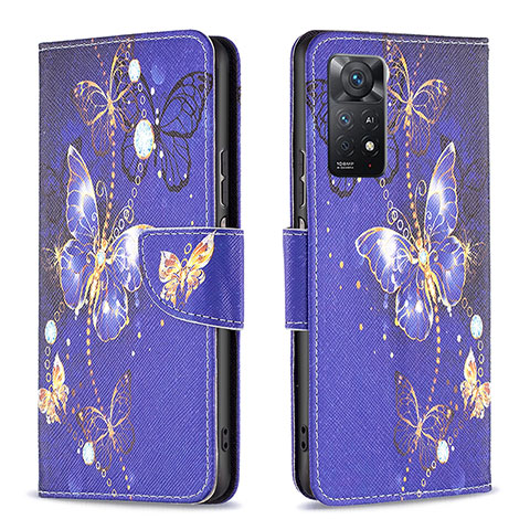 Funda de Cuero Cartera con Soporte Patron de Moda Carcasa B03F para Xiaomi Redmi Note 12 Pro 4G Azul Real