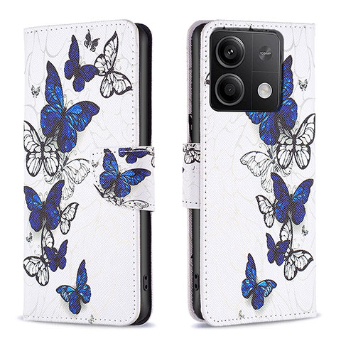 Funda de Cuero Cartera con Soporte Patron de Moda Carcasa B03F para Xiaomi Redmi Note 13 5G Azul