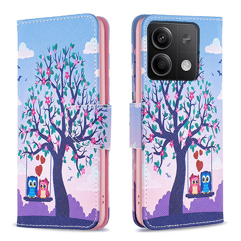 Funda de Cuero Cartera con Soporte Patron de Moda Carcasa B03F para Xiaomi Redmi Note 13 5G Purpura Claro