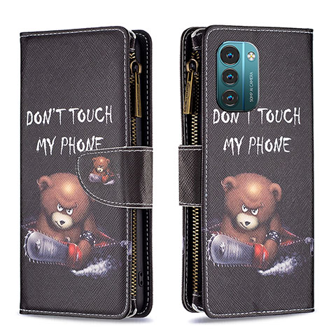 Funda de Cuero Cartera con Soporte Patron de Moda Carcasa B04F para Nokia G11 Gris Oscuro