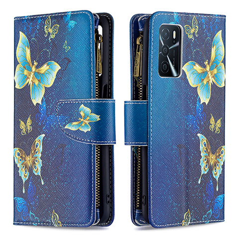 Funda de Cuero Cartera con Soporte Patron de Moda Carcasa B04F para Oppo A16 Azul