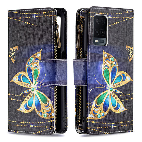 Funda de Cuero Cartera con Soporte Patron de Moda Carcasa B04F para Oppo A54 4G Negro