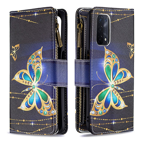 Funda de Cuero Cartera con Soporte Patron de Moda Carcasa B04F para Oppo A54 5G Negro