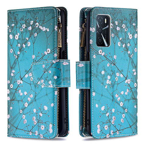 Funda de Cuero Cartera con Soporte Patron de Moda Carcasa B04F para Oppo A54s Cian