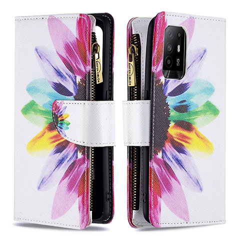 Funda de Cuero Cartera con Soporte Patron de Moda Carcasa B04F para Oppo A95 5G Multicolor