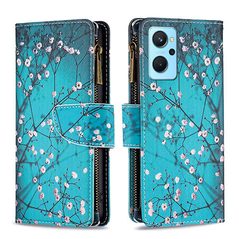 Funda de Cuero Cartera con Soporte Patron de Moda Carcasa B04F para Oppo A96 4G Cian