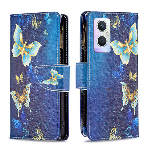 Funda de Cuero Cartera con Soporte Patron de Moda Carcasa B04F para Oppo A96 5G Azul