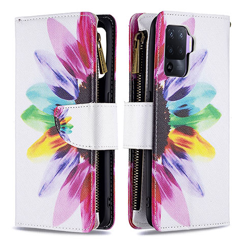 Funda de Cuero Cartera con Soporte Patron de Moda Carcasa B04F para Oppo F19 Pro Multicolor