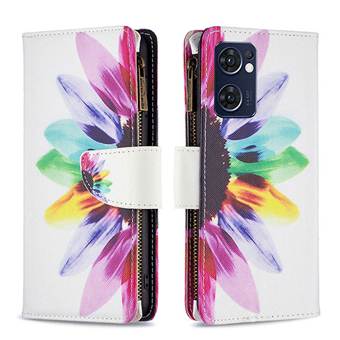 Funda de Cuero Cartera con Soporte Patron de Moda Carcasa B04F para Oppo Find X5 Lite 5G Multicolor