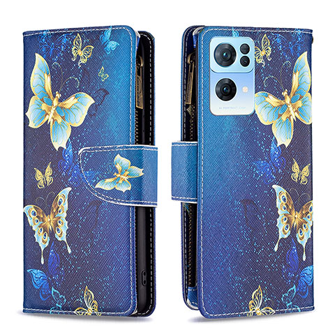 Funda de Cuero Cartera con Soporte Patron de Moda Carcasa B04F para Oppo Reno7 Pro 5G Azul