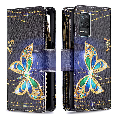 Funda de Cuero Cartera con Soporte Patron de Moda Carcasa B04F para Realme 8s 5G Negro