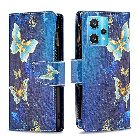 Funda de Cuero Cartera con Soporte Patron de Moda Carcasa B04F para Realme 9 Pro+ Plus 5G Azul