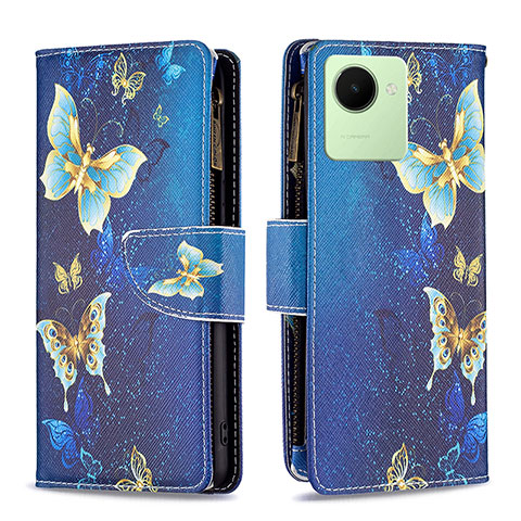 Funda de Cuero Cartera con Soporte Patron de Moda Carcasa B04F para Realme C30s Azul