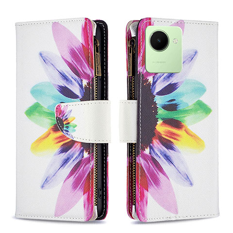 Funda de Cuero Cartera con Soporte Patron de Moda Carcasa B04F para Realme C30s Multicolor