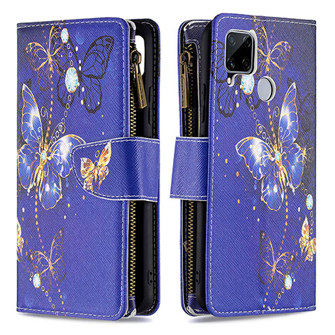 Funda de Cuero Cartera con Soporte Patron de Moda Carcasa B04F para Realme Narzo 30A Azul Real