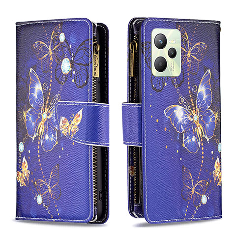 Funda de Cuero Cartera con Soporte Patron de Moda Carcasa B04F para Realme Narzo 50A Prime Azul Real