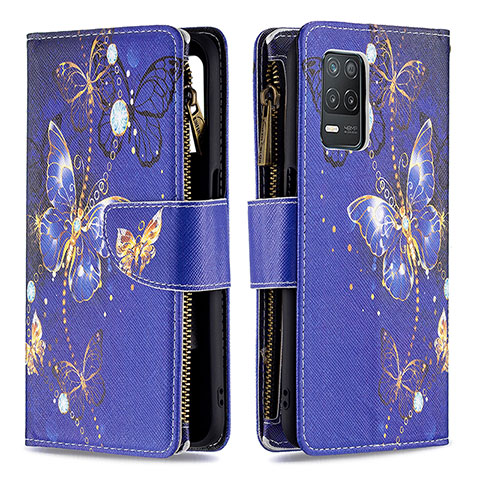 Funda de Cuero Cartera con Soporte Patron de Moda Carcasa B04F para Realme Q3i 5G Azul Real