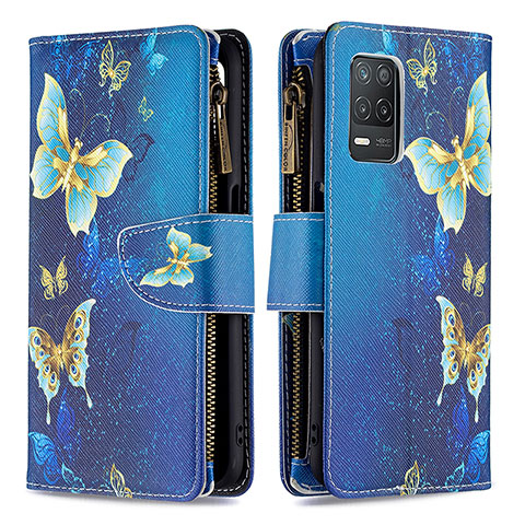 Funda de Cuero Cartera con Soporte Patron de Moda Carcasa B04F para Realme V13 5G Azul