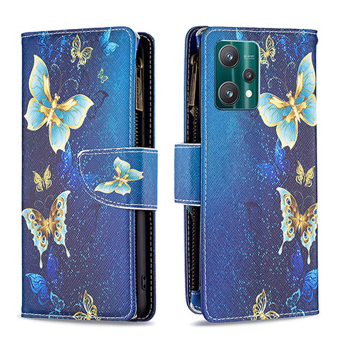 Funda de Cuero Cartera con Soporte Patron de Moda Carcasa B04F para Realme V25 5G Azul