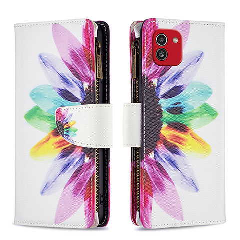 Funda de Cuero Cartera con Soporte Patron de Moda Carcasa B04F para Samsung Galaxy A03 Multicolor