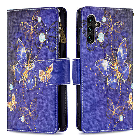 Funda de Cuero Cartera con Soporte Patron de Moda Carcasa B04F para Samsung Galaxy A04s Azul Real