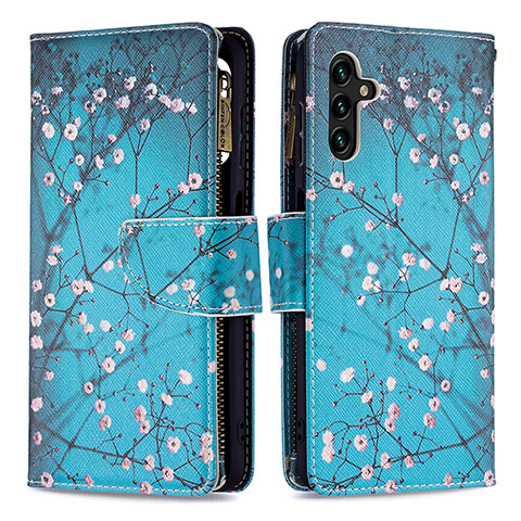 Funda de Cuero Cartera con Soporte Patron de Moda Carcasa B04F para Samsung Galaxy A13 5G Cian