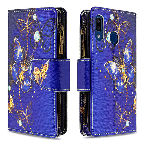 Funda de Cuero Cartera con Soporte Patron de Moda Carcasa B04F para Samsung Galaxy A20e Azul Real