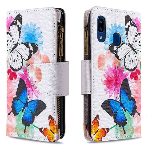 Funda de Cuero Cartera con Soporte Patron de Moda Carcasa B04F para Samsung Galaxy A20e Vistoso