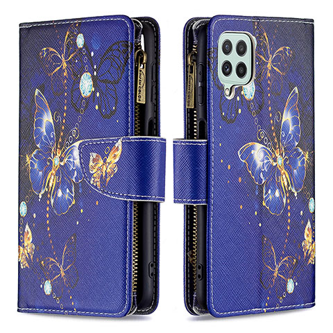 Funda de Cuero Cartera con Soporte Patron de Moda Carcasa B04F para Samsung Galaxy A22 4G Azul Real