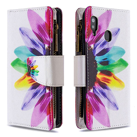 Funda de Cuero Cartera con Soporte Patron de Moda Carcasa B04F para Samsung Galaxy A30 Multicolor