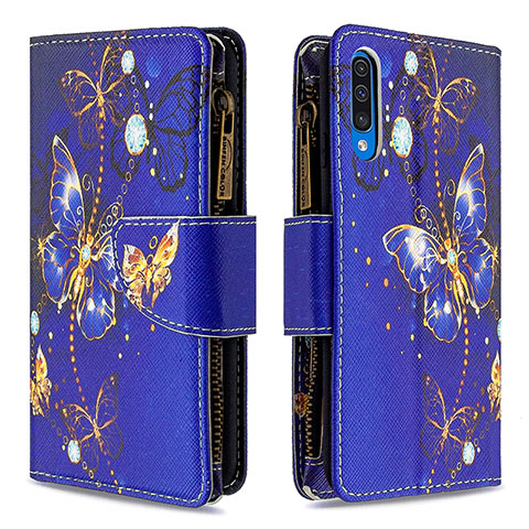 Funda de Cuero Cartera con Soporte Patron de Moda Carcasa B04F para Samsung Galaxy A30S Azul Real