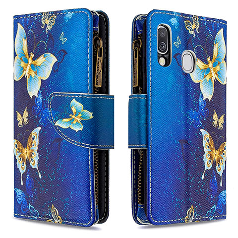 Funda de Cuero Cartera con Soporte Patron de Moda Carcasa B04F para Samsung Galaxy A40 Azul