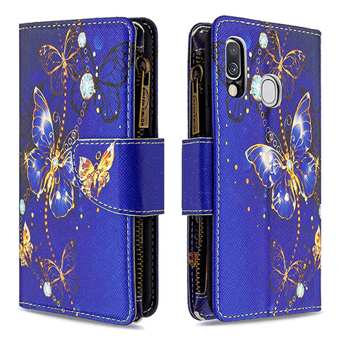 Funda de Cuero Cartera con Soporte Patron de Moda Carcasa B04F para Samsung Galaxy A40 Azul Real