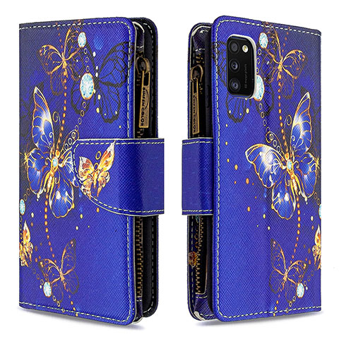 Funda de Cuero Cartera con Soporte Patron de Moda Carcasa B04F para Samsung Galaxy A41 Azul Real