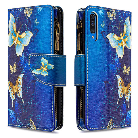 Funda de Cuero Cartera con Soporte Patron de Moda Carcasa B04F para Samsung Galaxy A50 Azul