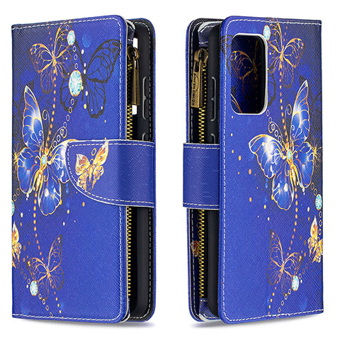 Funda de Cuero Cartera con Soporte Patron de Moda Carcasa B04F para Samsung Galaxy A52s 5G Azul Real