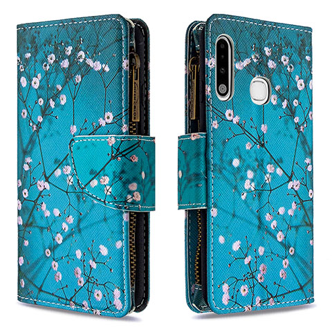 Funda de Cuero Cartera con Soporte Patron de Moda Carcasa B04F para Samsung Galaxy A70E Cian