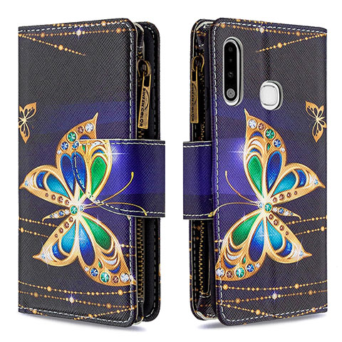 Funda de Cuero Cartera con Soporte Patron de Moda Carcasa B04F para Samsung Galaxy A70E Negro