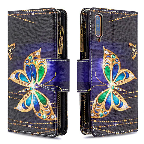 Funda de Cuero Cartera con Soporte Patron de Moda Carcasa B04F para Samsung Galaxy A70S Negro