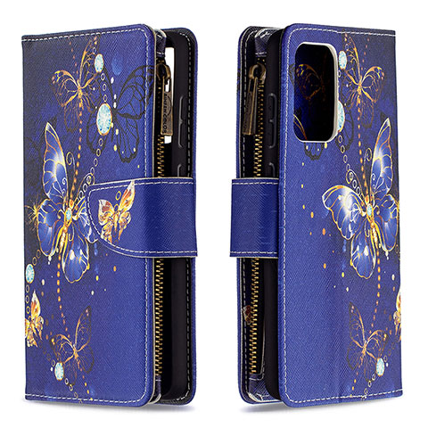 Funda de Cuero Cartera con Soporte Patron de Moda Carcasa B04F para Samsung Galaxy A72 4G Azul Real